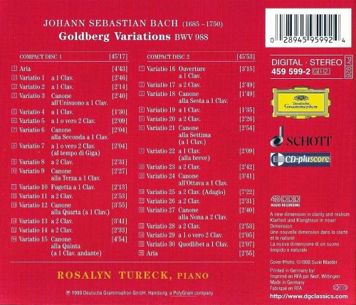 Rosalyn Tureck - J.S. Bach: Goldberg Variations (1999)