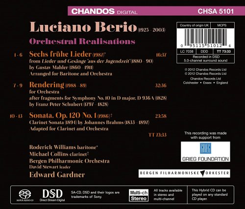 Michael Collins, Roderick Williams, Bergen Philharmonic Orchestra, Edward Gardner - Berio: Orchestral realisations of Schubert, Brahms & Mahler (2012) [Hi-Res]