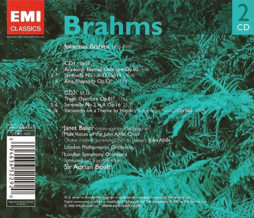 Sir Adrian Boult - Brahms: Serenades, Haydn Variations, Overtures, Alto Rhapsody (2005)