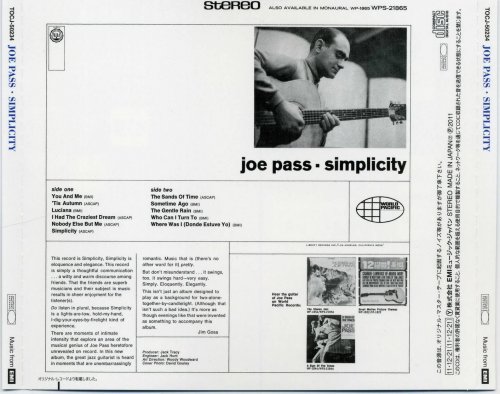 Joe Pass - Simplicity (1967) [2011 Jazz名盤 999 Best & More] CD-Rip