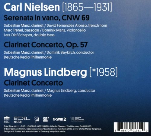 Sebastian Manz, Deutsche Radio Philharmonie, Magnus Lindberg & Dominik Beykirch - Nielsen & Lindberg: Clarinet Concertos (2020) [Hi-Res]
