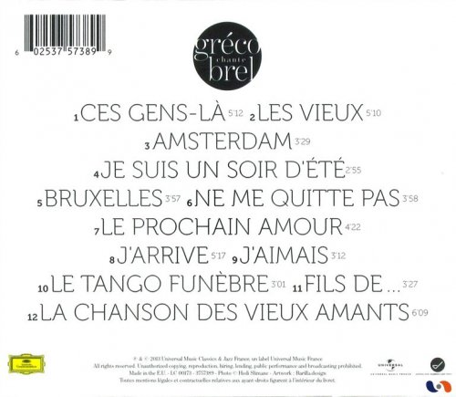 Juliette Gréco - Gréco Chante Brel (2013) CD-Rip