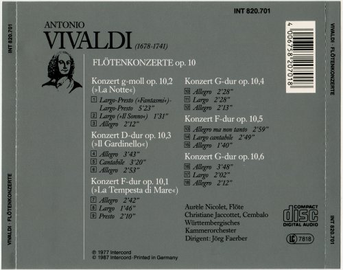 Aurèle Nicolet, Jörg Faerber - Antonio Vivaldi: Flötenkonzerte Op. 10 Nr. 1-6 (1987)