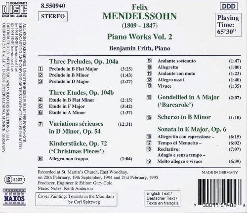 Benjamin Frith - Mendelssohn: Piano Works, Vol. 2 (1995)