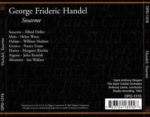 Anthony Lewis, Deller, Watts, Herbert, Evans, Ritchie, Kentish, Wallace - Handel: Sosarme (2001)