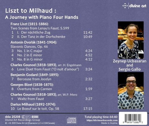 Zeynep Ucbasaran & Sergio Gallo - Liszt to Milhaud: A Journey with Piano 4 Hands (2020) [Hi-Res]