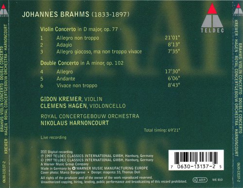 Gidon Kremer, Clemens Hagen, Nikolaus Harnoncourt - Brahms: Violin Concerto • Double Concerto (1997)