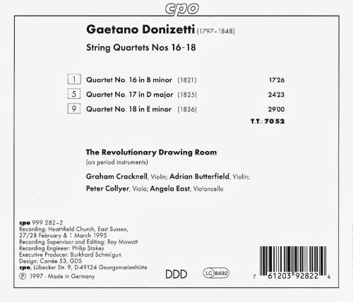 The Revolutionary Drawing Room - Donizetti: String Quartets 16-18 (1997)