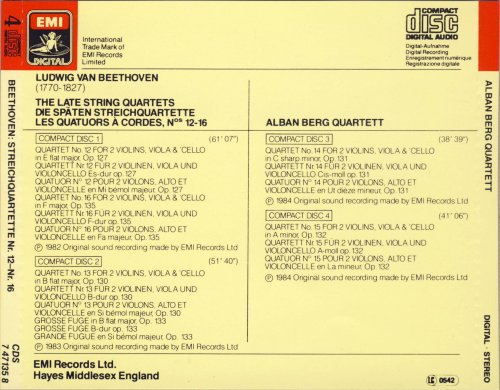 Alban Berg Quartett - Beethoven: The Late String Quartets (1985)