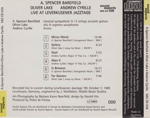 Spencer Barefield, Oliver Lake, Andrew Cyrille - Live at Leverkusener Jazztage (1990)