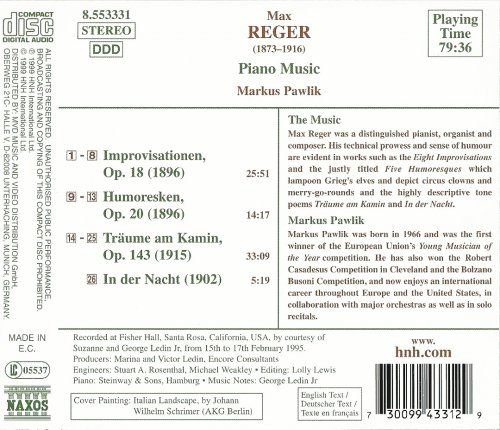 Markus Pawlik - Max Reger: Piano Music (1999)