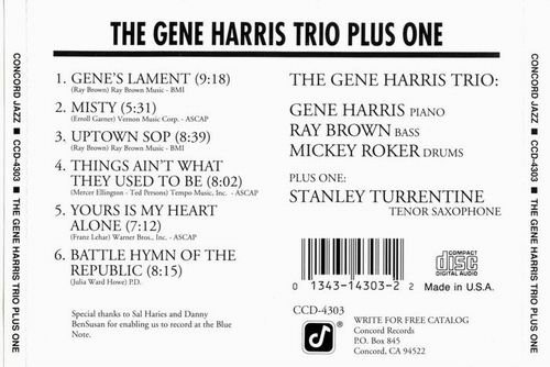 Gene Harris - The Gene Harris Trio Plus One (1986) CD Rip