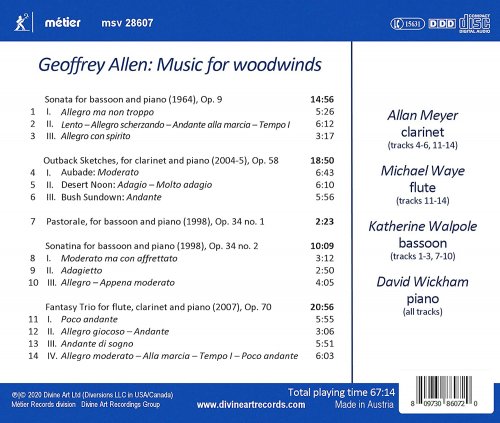 Allan Meyer, Michael Waye, Katherine Walpole, David Wickham - Geoffrey Allen: Music for Woodwinds (2020) [Hi-Res]