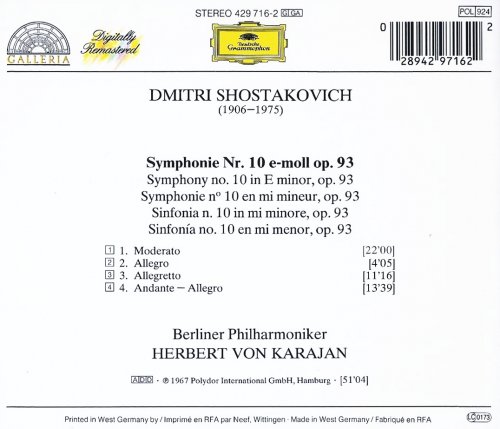 Berliner Philharmoniker, Herbert von Karajan - Shostakovich: Symphony No. 10 (1990) CD-Rip