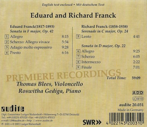 Thomas Blees, Roswitha Gediga - E. Franck: Cello Sonata No. 2 / R. Franck: Cello Sonata No. 1 (2001)