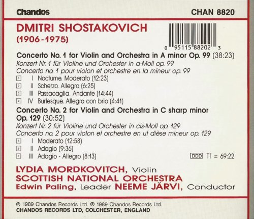 Lydia Mordkovitch - Shostakovich: Violin Concertos Nos. 1 & 2 (1990) CD-Rip