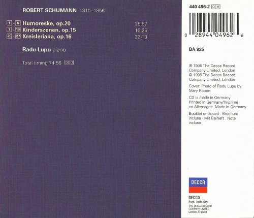 Radu Lupu - Schumann: Humoreske, Kinderszenen, Kreisleriana (1996)