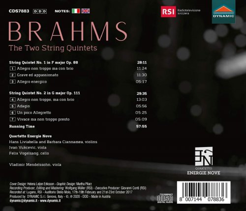 Quartetto Energie Nove & Vladimir Mendelssohn - Brahms: The 2 String Quintets (2020) [Hi-Res]