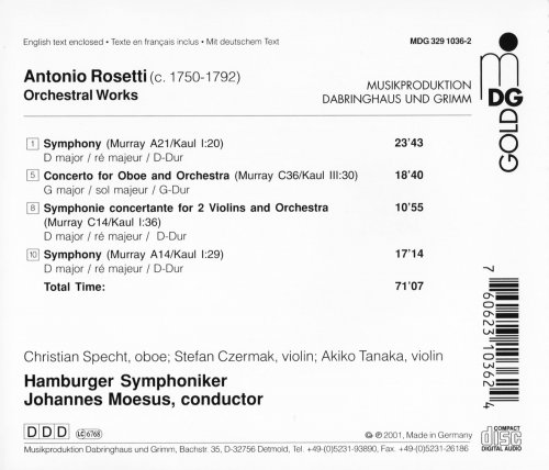 Hamburger Symphoniker, Johannes Moesus - Rosetti: Orchestral Works, Vol. 1 (2001)