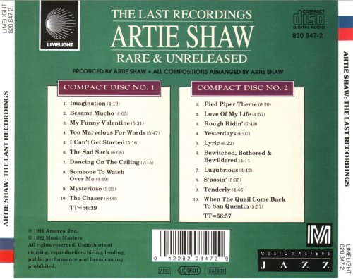 Artie Shaw - Last Recordings: Rare & Unreleased (1991)