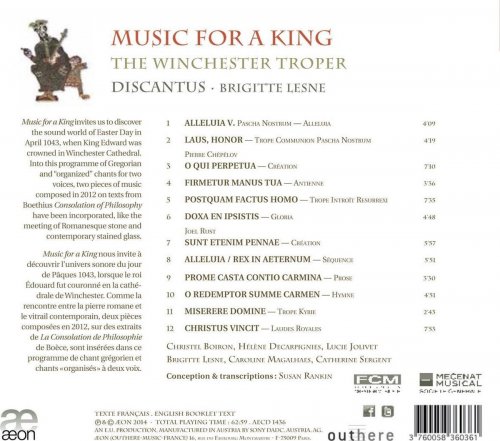 Discantus, Brigitte Lesne - Music for a King. The Winchester Troper (2014) [Hi-Res]