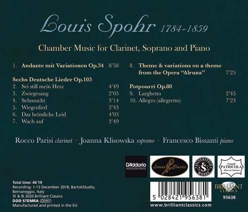 Joanna Klisowska, Rocco Parisi & Francesco Bissanti - Spohr: Chamber Music for Clarinet, Soprano and Piano (2020) [Hi-Res]