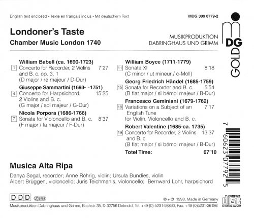 Musica Alta Ripa - Londoner's Taste: Chamber Music London 1740 (1998)