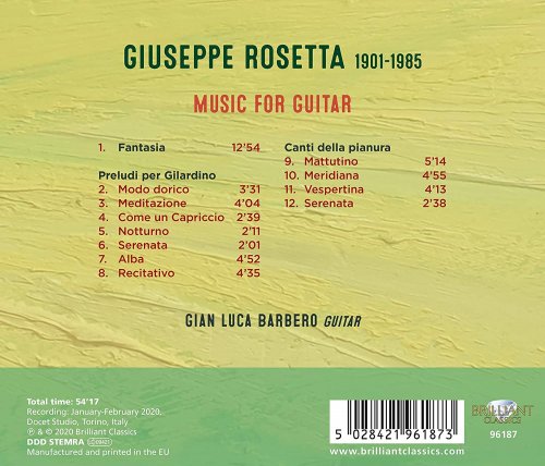 Gian Luca Barbero - Rosetta: Music for Guitar (2020) [Hi-Res]