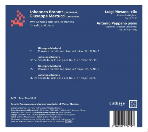 Luigi Piovano & Antonio Pappano - Brahms & Martucci: Two Sonatas and Two Romances for Cello and Piano (2020) [Hi-Res]