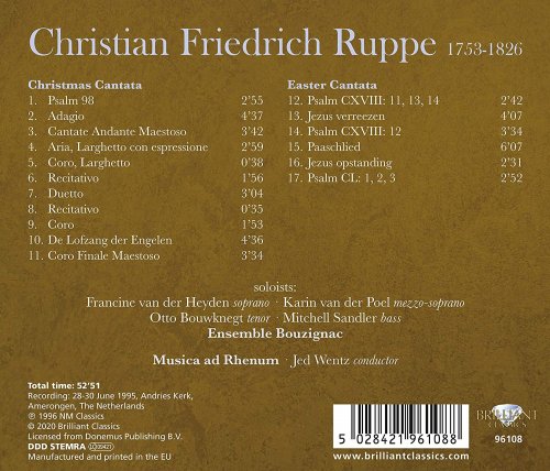 Musica Ad Rhenum, Jed Wentz, Ensemble Bouzignac, Francine van der Heyden, Karin van der Poel, Otto Bouwknegt & Mitchell Sandler - Ruppe: Christmas Cantata, Easter Cantata (2020)