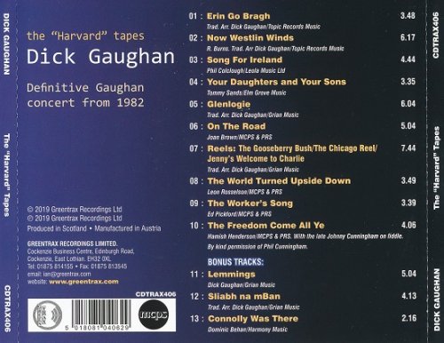 Dick Gaughan - The "Harvard" Tapes - Definitive Gaughan Concert From 1982 (2019)