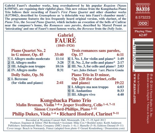 Philip Dukes, Richard Hosford, Kungsbacka Piano Trio - Fauré: Piano Quartet No. 2 & Piano Trio (2014) [Hi-Res]
