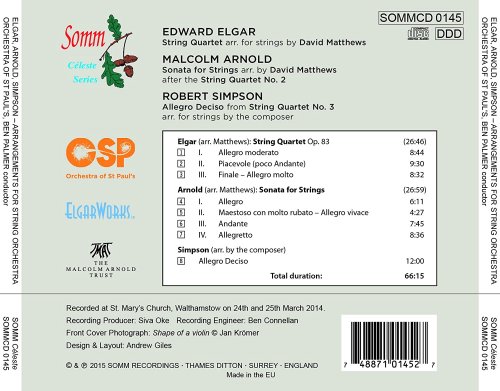 Orchestra of St. Paul's & Ben Palmer - Elgar: String Quartet - Arnold: Sonata for Strings - Simpson: Allegro deciso (2016) [Hi-Res]