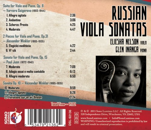 Eliesha Nelson & Glen Inanga - Russian Viola Sonatas (2011) [Hi-Res]