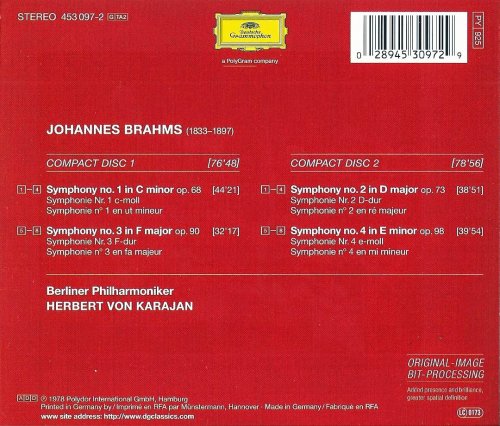 Berliner Philharmoniker, Herbert von Karajan - Brahms: The Complete Symphonies (1978) CD-Rip