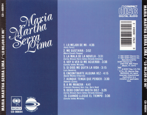 Maria Martha Serra Lima - Lo Mejor De Mí  (1991)