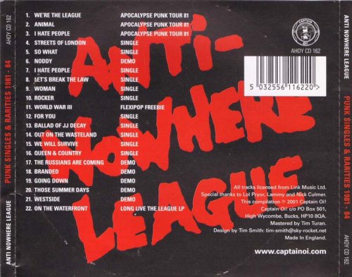 Anti-Nowhere League ‎– Punk Singles & Rarities 1981-84 (2001)
