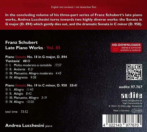 Andrea Lucchesini - Schubert: Late Piano Works, Vol. 3 (Andrea Lucchesini plays Schubert's Piano Sonatas Nos. 18 & 19) (2020) [Hi-Res]