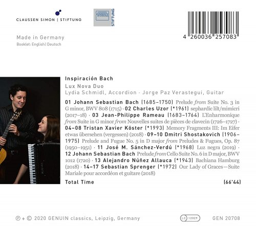 Lydia Schmidl, Jorge Paz Verastegui: Lux Nova Duo - Inspiracion Bach (2020) [Hi-Res]