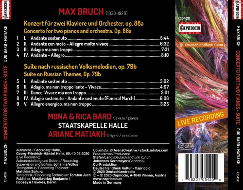 Ariane Matiakh, Staatskapelle Halle - Bruch: Concerto for 2 Pianos, Op. 88a & Suite No. 1 on Russian Themes, Op. 79b (Live) (2020) [Hi-Res]