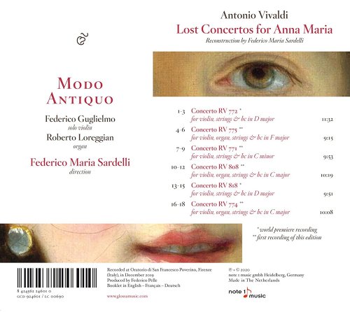 Federico Maria Sardelli, Modo Antiquo, Roberto Loreggian, Federico Guglielmo - Lost Concertos for Anna Maria (2020)