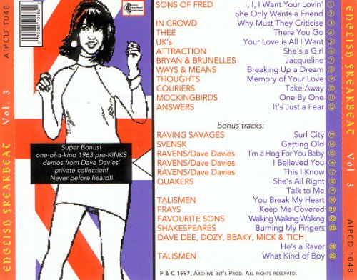 VA - English Freakbeat Vol 3 (16 British Beat-Pop Pounders ££) (Reissue) (1964-68/1997)