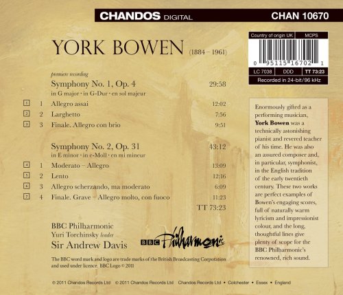 BBC Philharmonic, Sir Andrew Davis - Bowen: Symphonies Nos. 1 & 2 (2011) [Hi-Res]