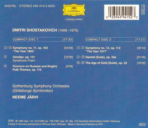 Neeme Järvi, Gothenburg Symphony Orchestra - Shostakovich: Symphonies Nos. 11 & 12 (1998)