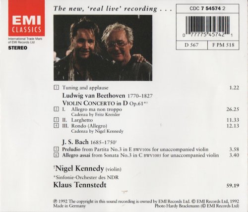 Nigel Kennedy, Klaus Tennstedt - Beethoven: Violin Concerto, J.S. Bach: Partita No. 3, Sonata No. 3 (1992)