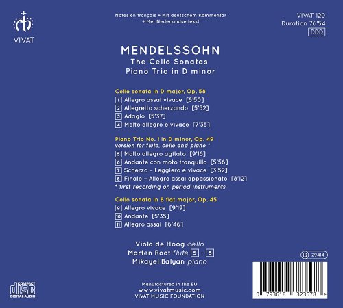 Viola de Hoog, Marten Root & Mikayel Balyan - Mendelssohn: Cello Sonatas & Piano Trio No. 1 (2020) [Hi-Res]