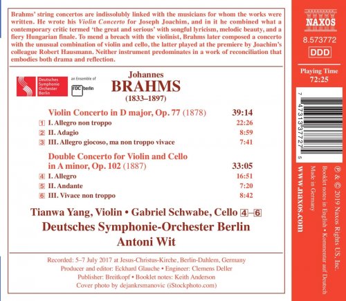 Tianwa Yang, Gabriel Schwabe, Deutsches Symphonie-Orchester Berlin, Antoni Wit - Brahms: Violin Concerto, Double Concerto (2019) CD-Rip