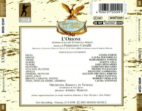 Laura Polverelli, Sara Mingardo, Lorenzo Regazzo, Andrea Marcon - Cavalli: L'Orione (2001)