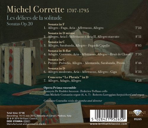 Opera Prima Ensemble & Cristiano Contadin - Corrette: Les délices de la solitude, sonatas, Op. 20 (2016) [Hi-Res]