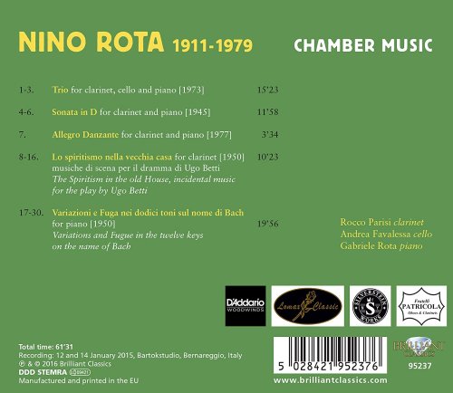 Rocco Parisi, Andrea Favalessa, Gabriele Rota - Nino Rota: Chamber Music (2016) [Hi-Res]